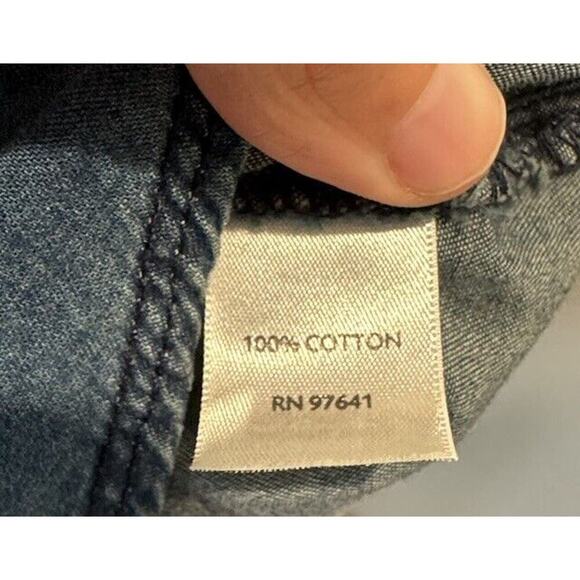 J Jill Size Petite Small PS Indigo Button Down Shirt Country Western One Pocket - Picture 6 of 6